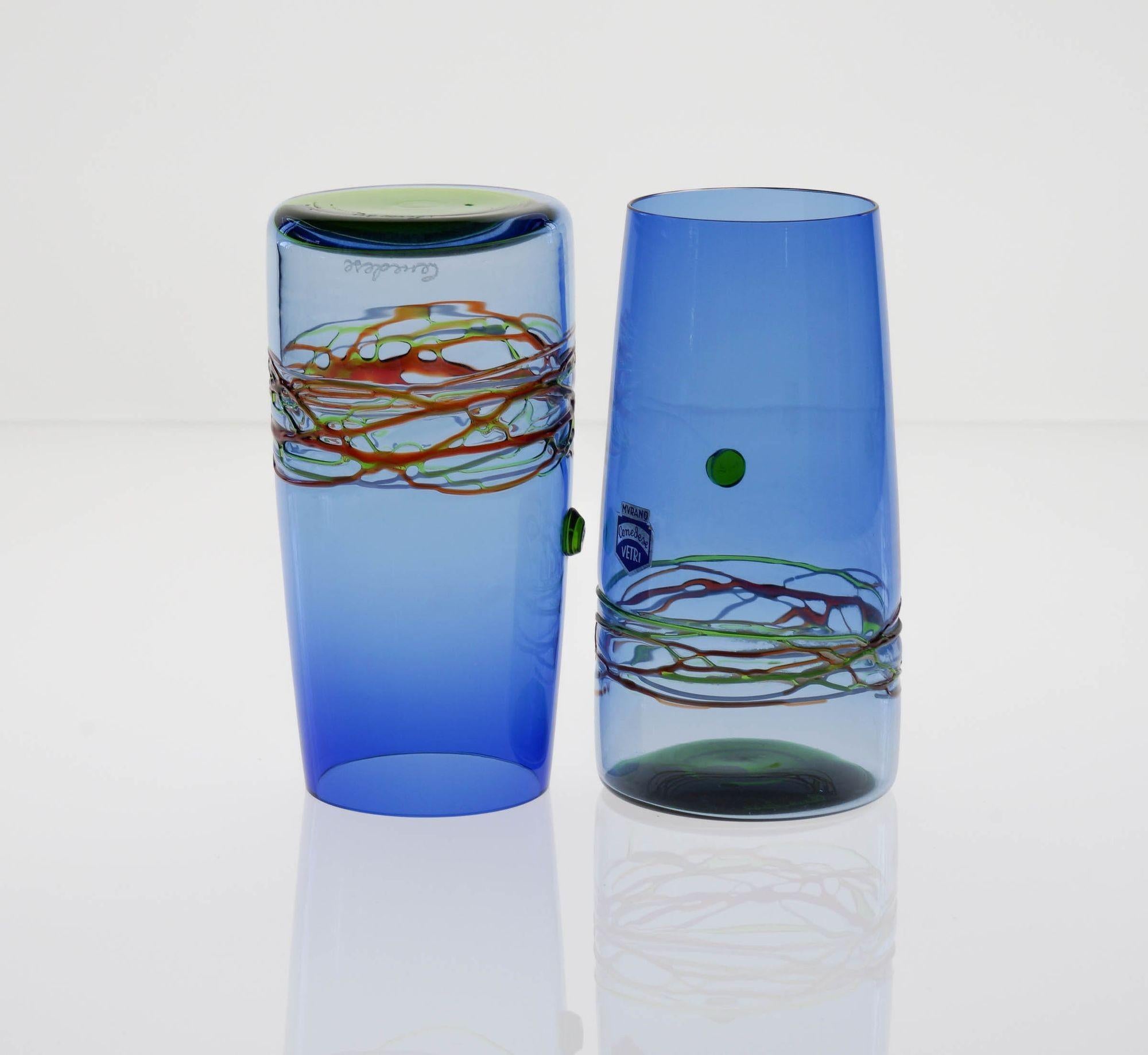 Unique Set of 6 Murano Tumblers Cenedese Murano 1960, Young Collection For Sale 1