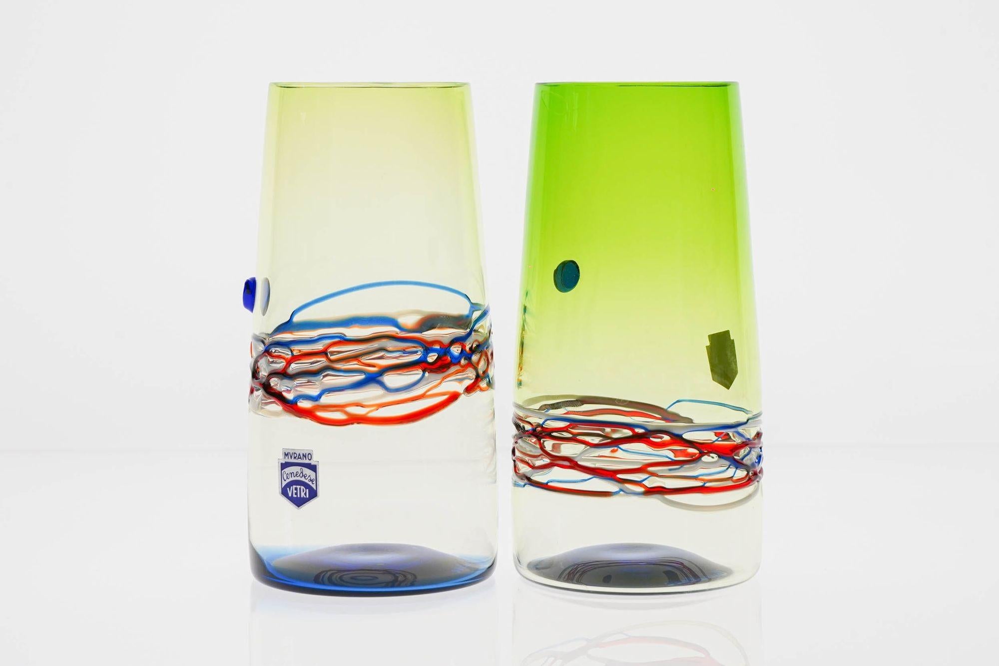 Unique Set of 6 Murano Tumblers, Cenedese Murano 1960, Young Collection, Signed For Sale 9