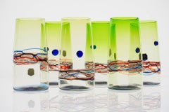Unique Set of 6 Murano Tumblers, Cenedese Murano 1960, Young Collection, Signed