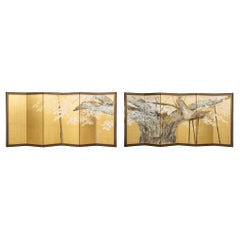 Unique Japanese pair of Large 6-panel Byôbu 'Room Divider' by Itô Kakô 伊藤嘉晃