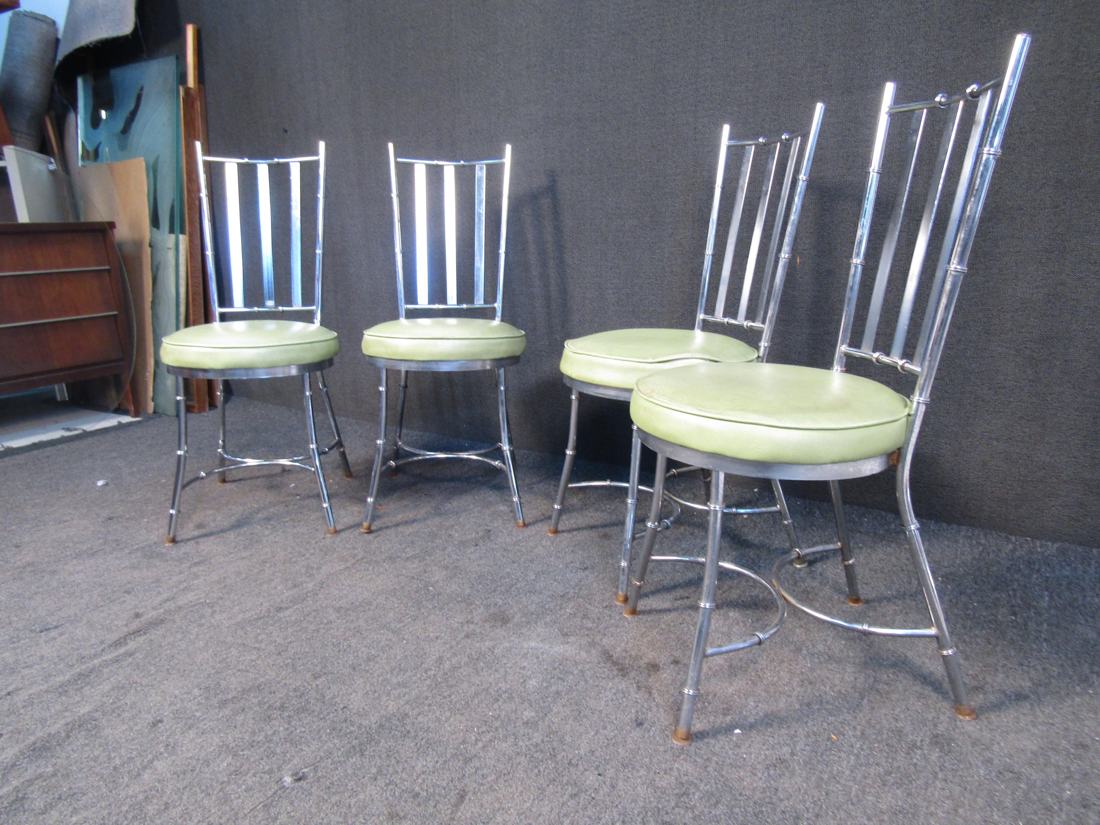 Mid-Century Modern Mid-Century Vintage Chrome Bamboo Dining Chairs For Sale