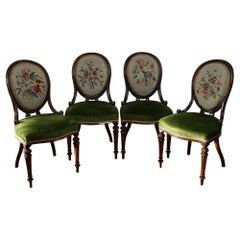 Unique Set of Four Walnut Framed Dining Chairs by Gillows of Lancaster
