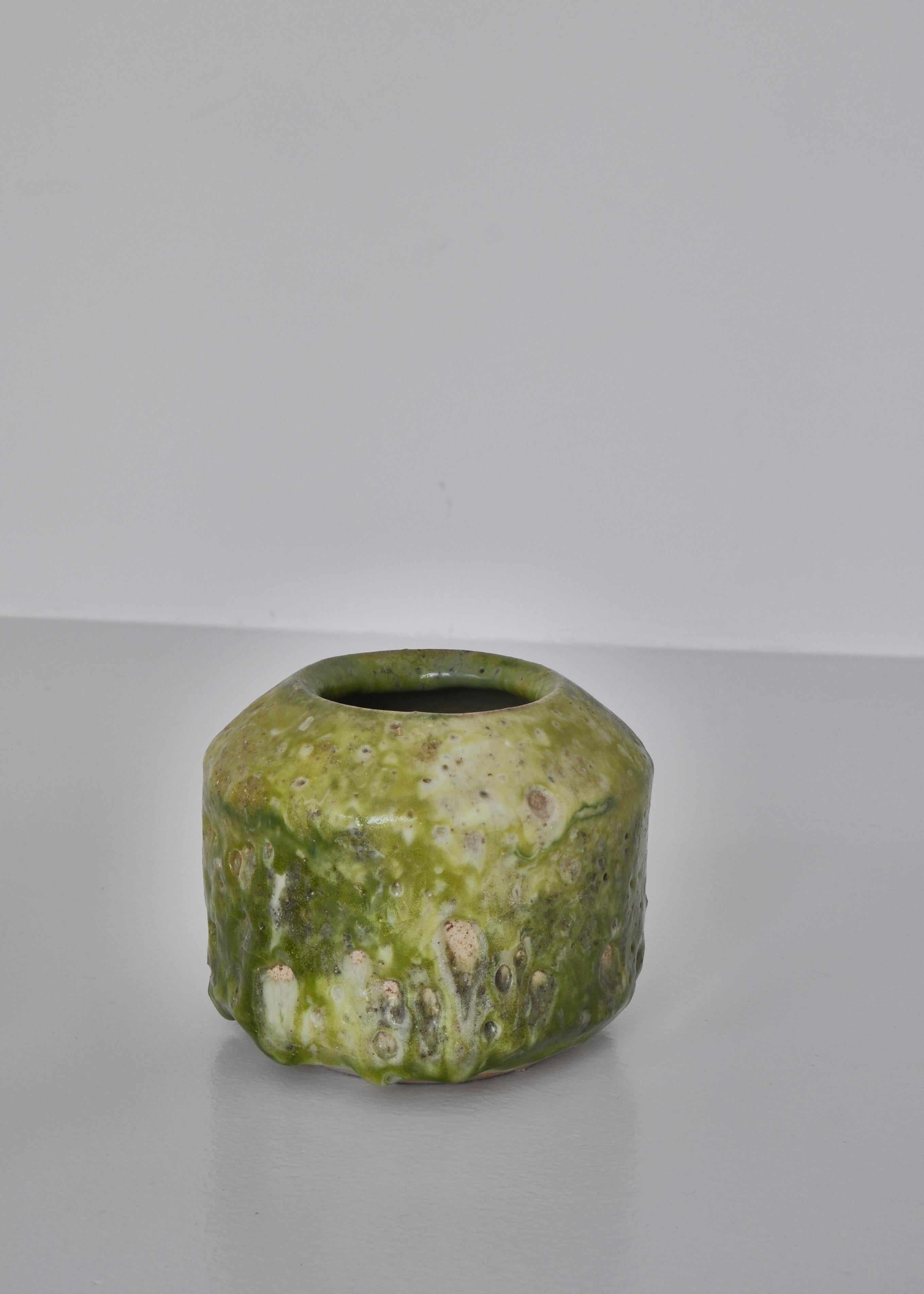 Mid-20th Century Unique Set of Green Stoneware Vases by Ole Bjørn Krüger, 1960s Danish Modern