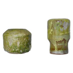 Unique Set of Green Stoneware Vases by Ole Bjørn Krüger, 1960s Danish Modern