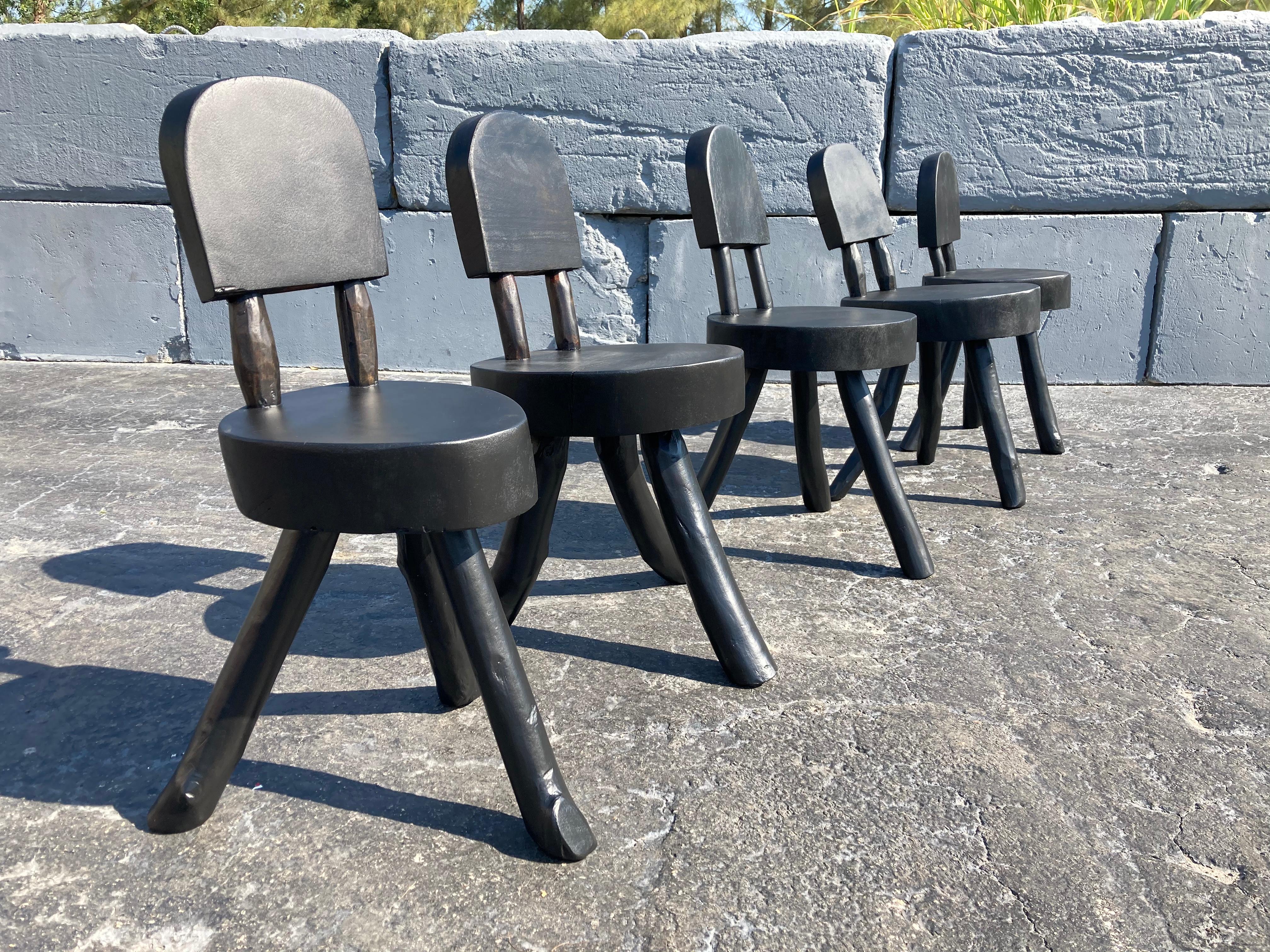 Unique Set of Ten Dining Chairs, Tree, Stump, Black 12