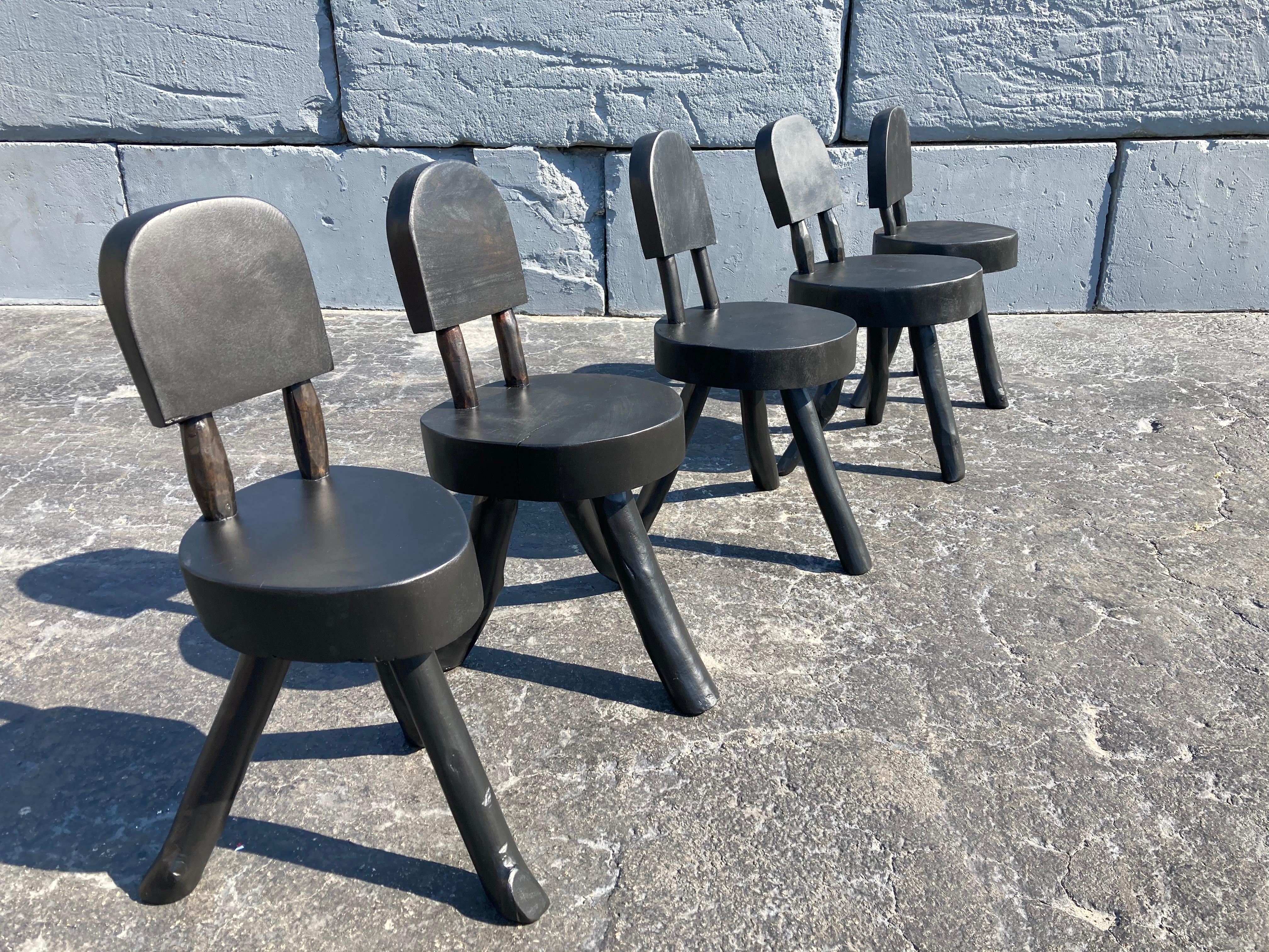 Unique Set of Ten Dining Chairs, Tree, Stump, Black 13