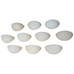 Set of 10 Mid-Century Era, Art Deco Style, Mint Condition Alabaster Wall Sconces