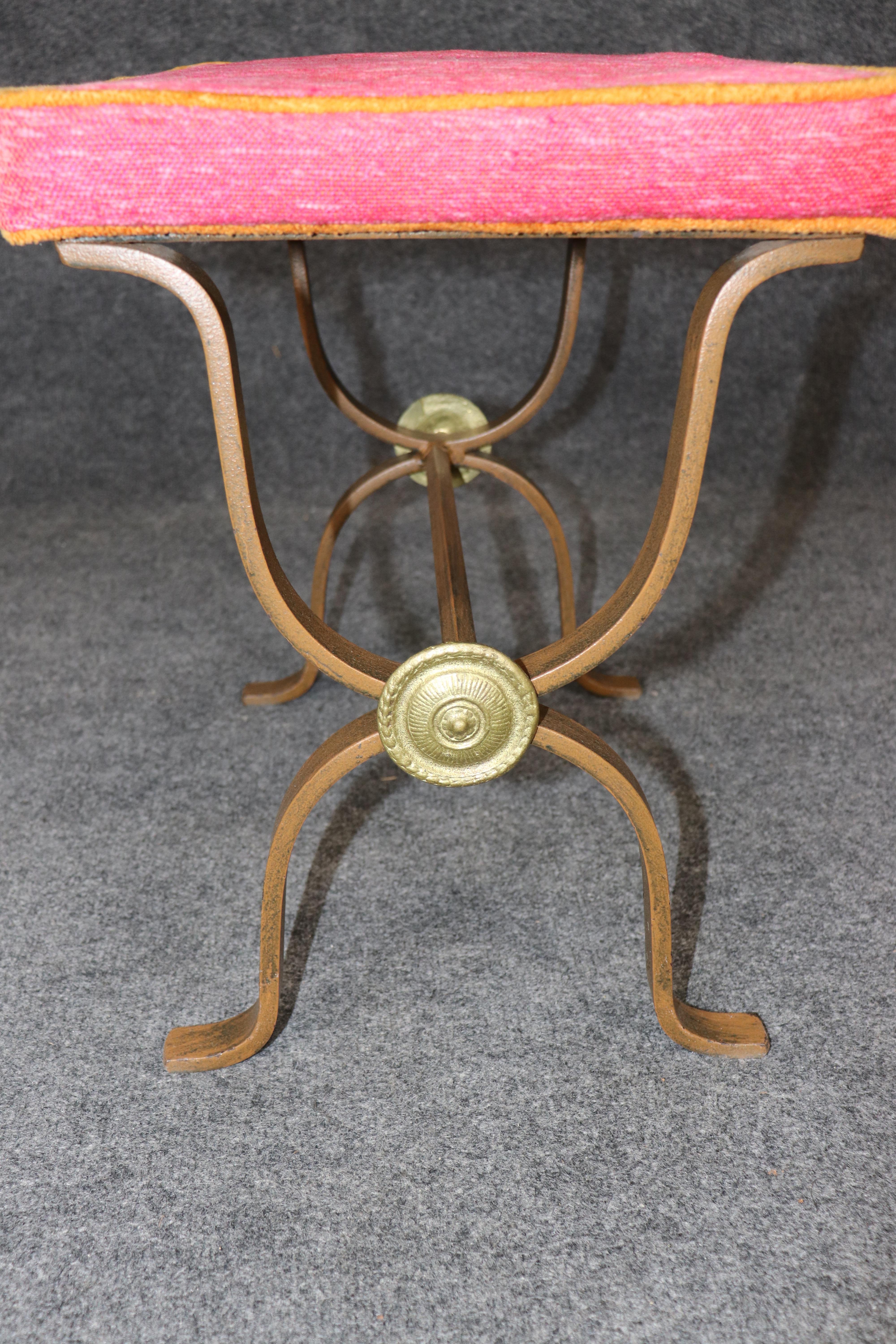 Unique Set of Three Metal and Brass Mid Century Modern Benches manner of Arbus en vente 3