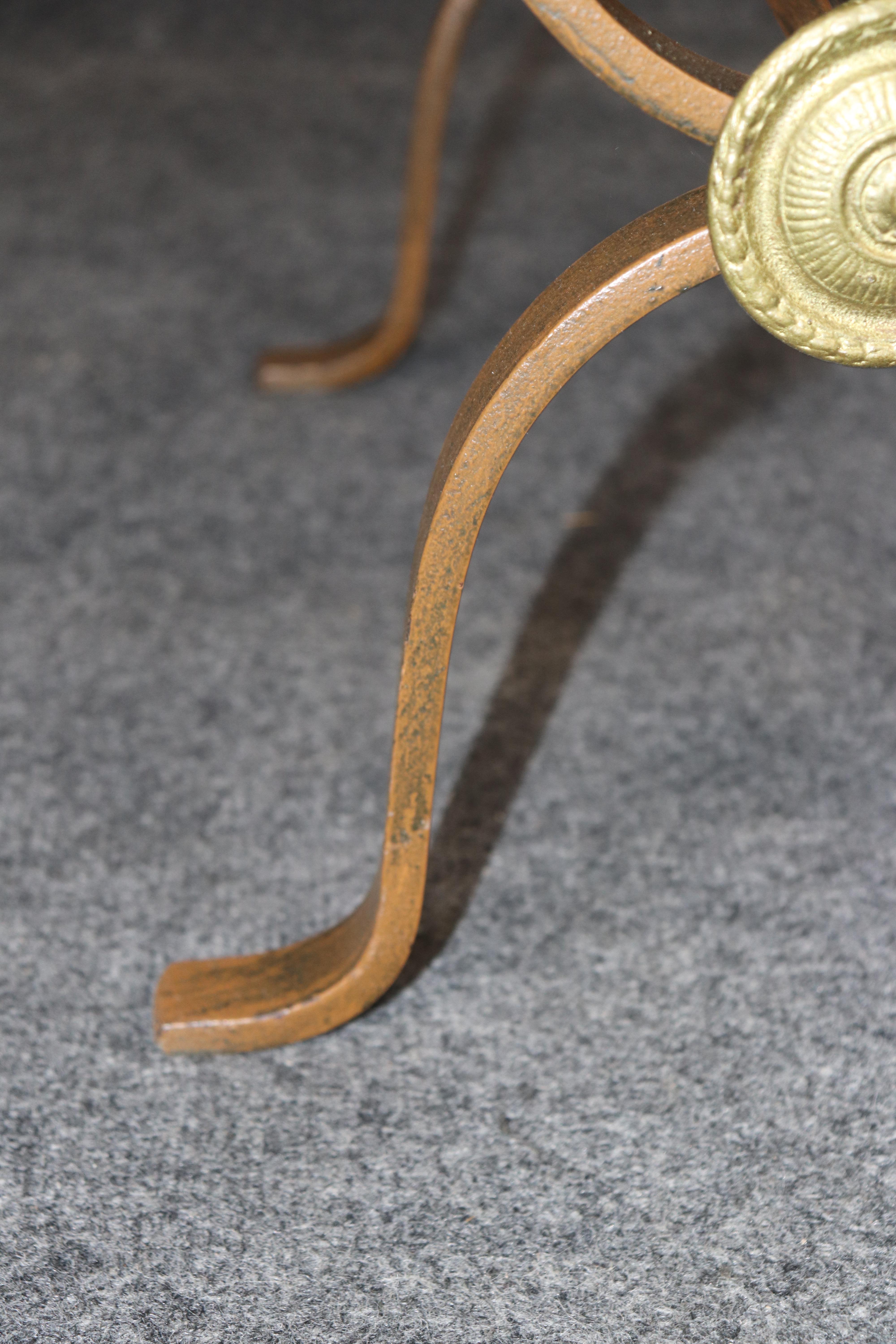 Unique Set of Three Metal and Brass Mid Century Modern Benches manner of Arbus en vente 4