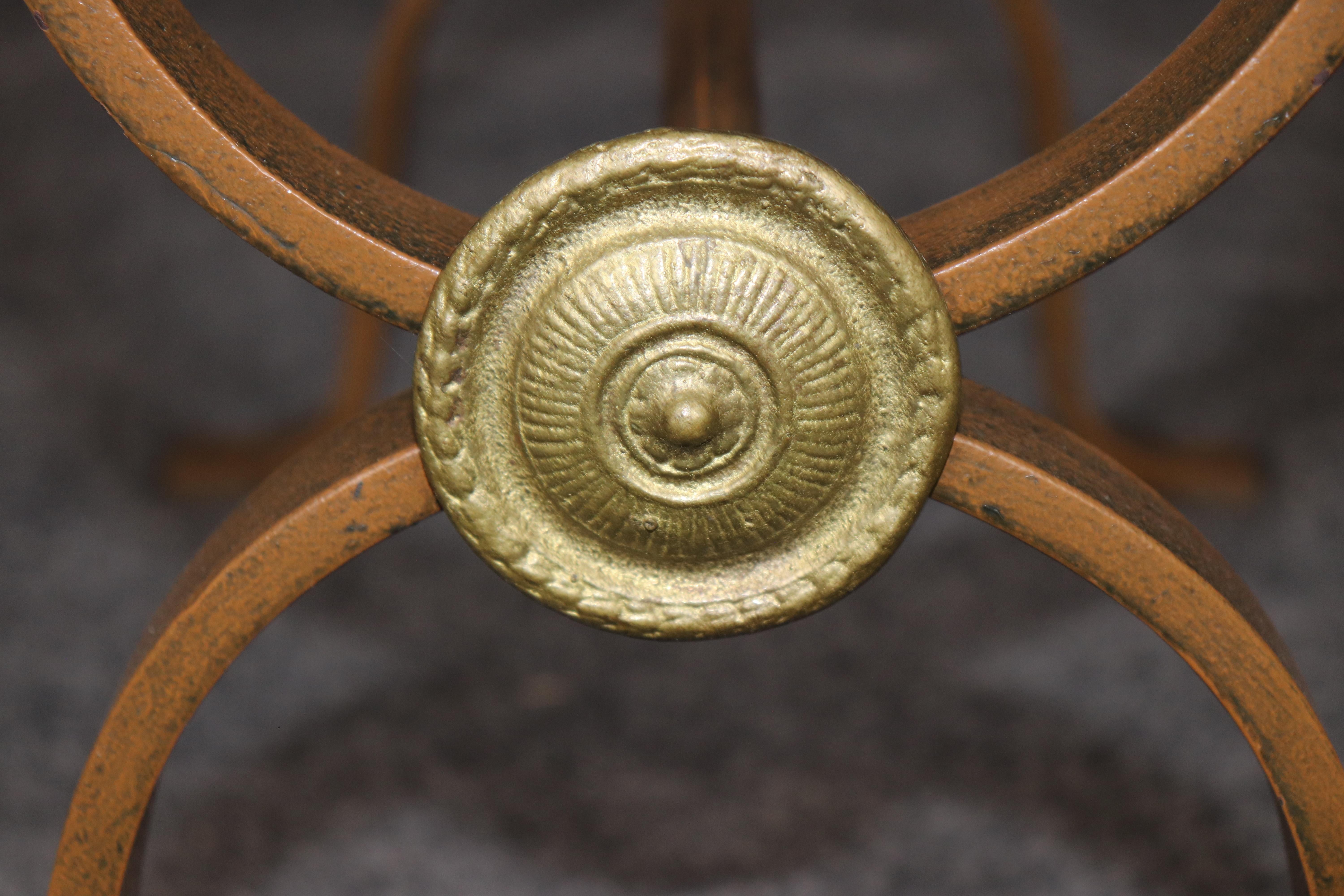 Unique Set of Three Metal and Brass Mid Century Modern Benches manner of Arbus en vente 5