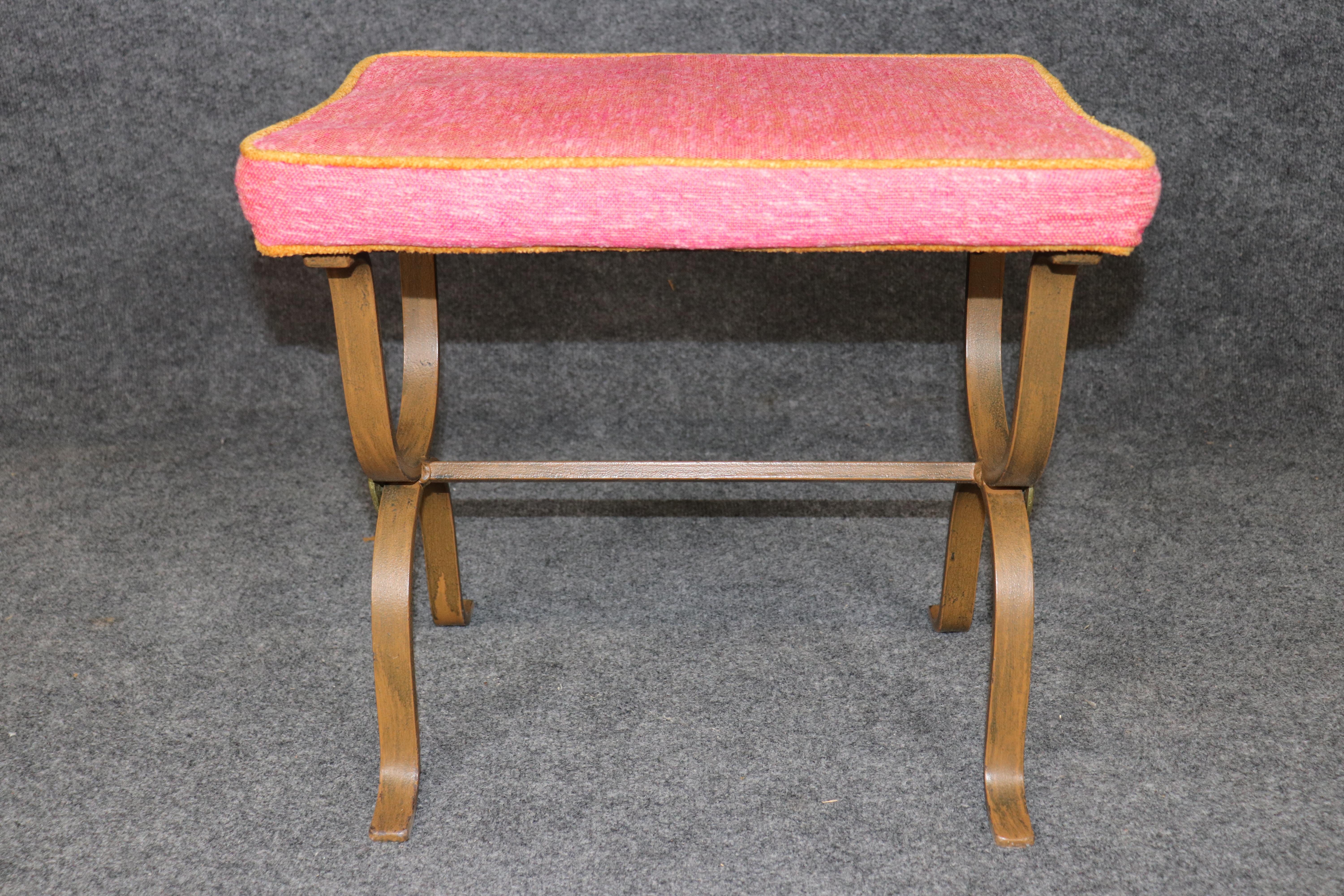 Fin du 20e siècle Unique Set of Three Metal and Brass Mid Century Modern Benches manner of Arbus en vente