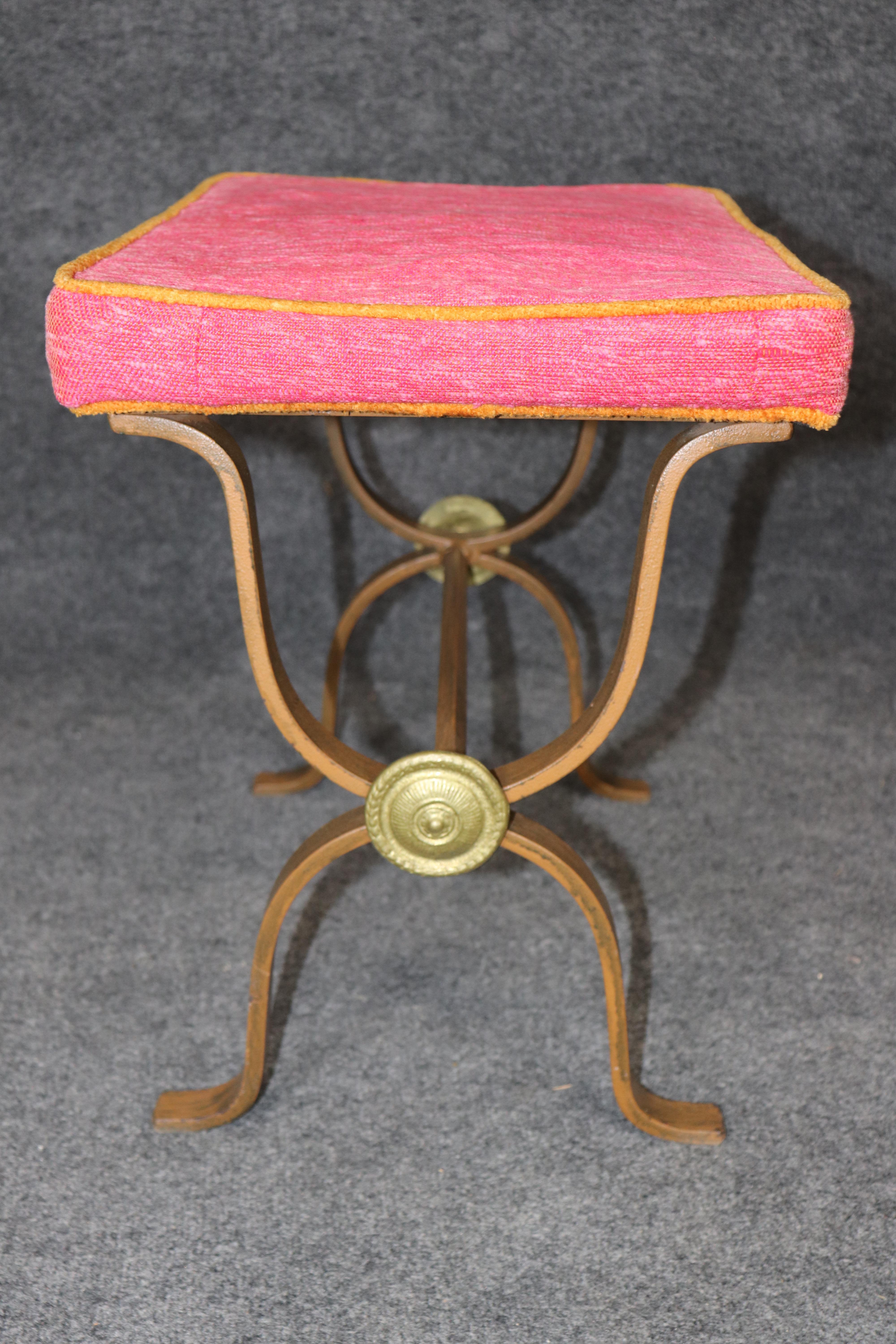 Métal Unique Set of Three Metal and Brass Mid Century Modern Benches manner of Arbus en vente