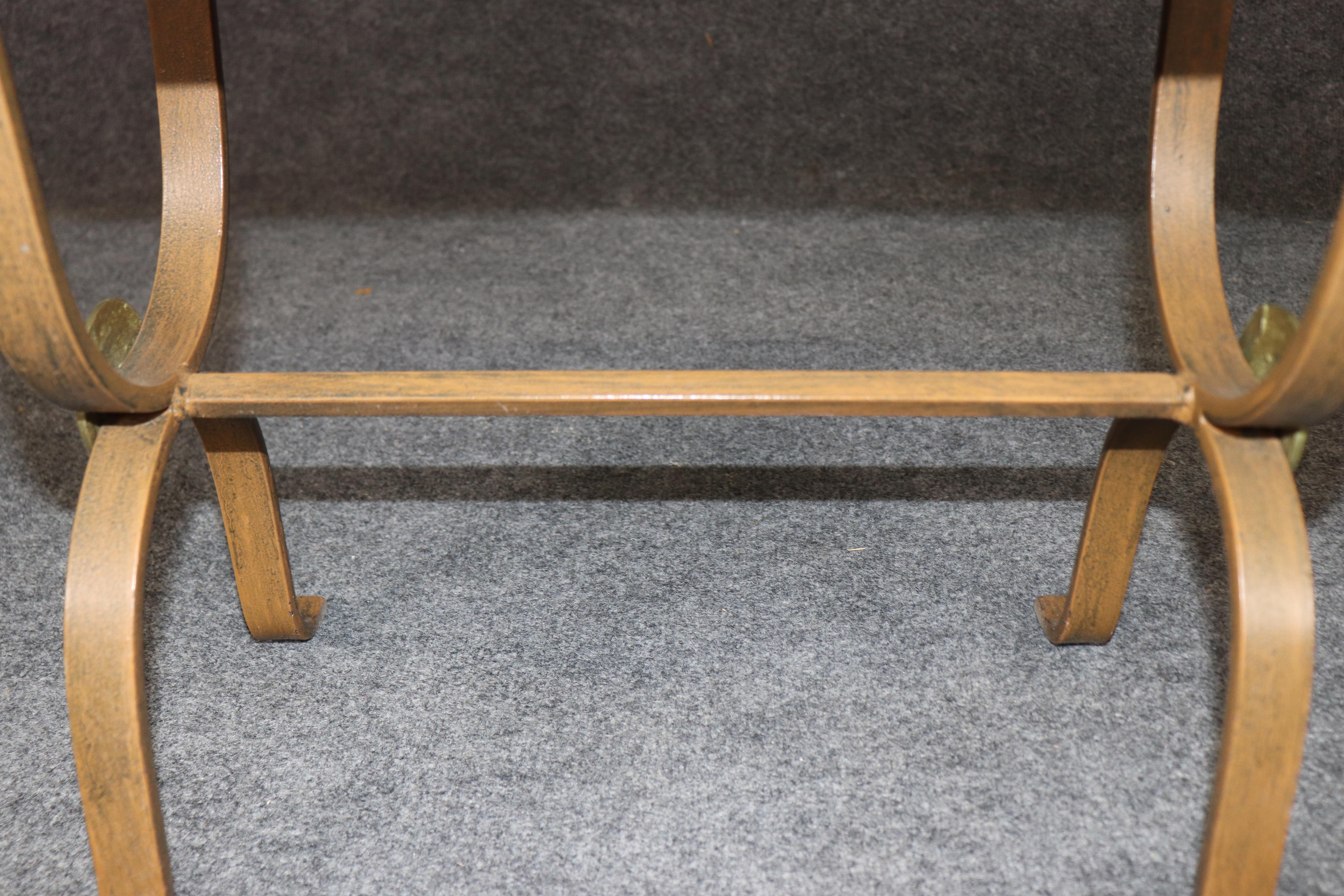 Unique Set of Three Metal and Brass Mid Century Modern Benches manner of Arbus en vente 2