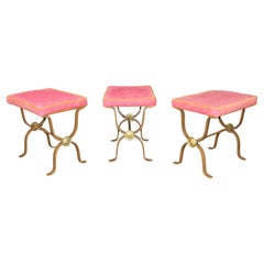 Unique Set of Three Metal and Brass Mid Century Modern Benches manner of Arbus