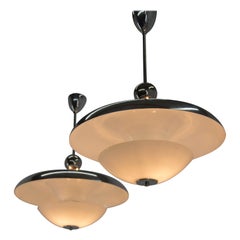 Unique Set of Two Bauhaus Chandeliers, 1930s, Restored