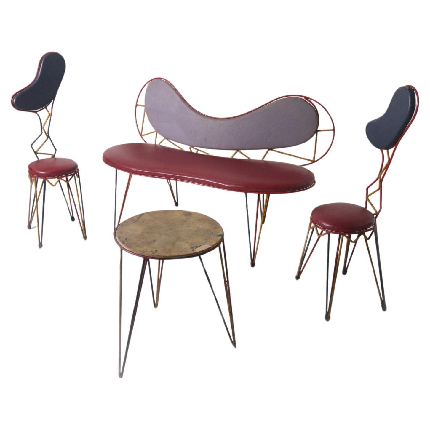 Set unico con divano, due sedie e tavolino da caffè di ISA Bergamo, con etichetta in vendita