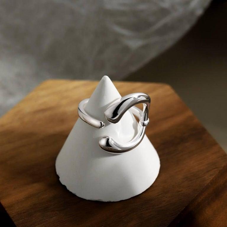 Unique Shape Silver Ring 925 Sterling Silver Unis… - image 3