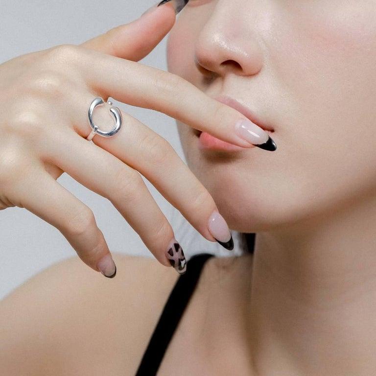 Unique Shape Silver Ring 925 Sterling Silver Unis… - image 6