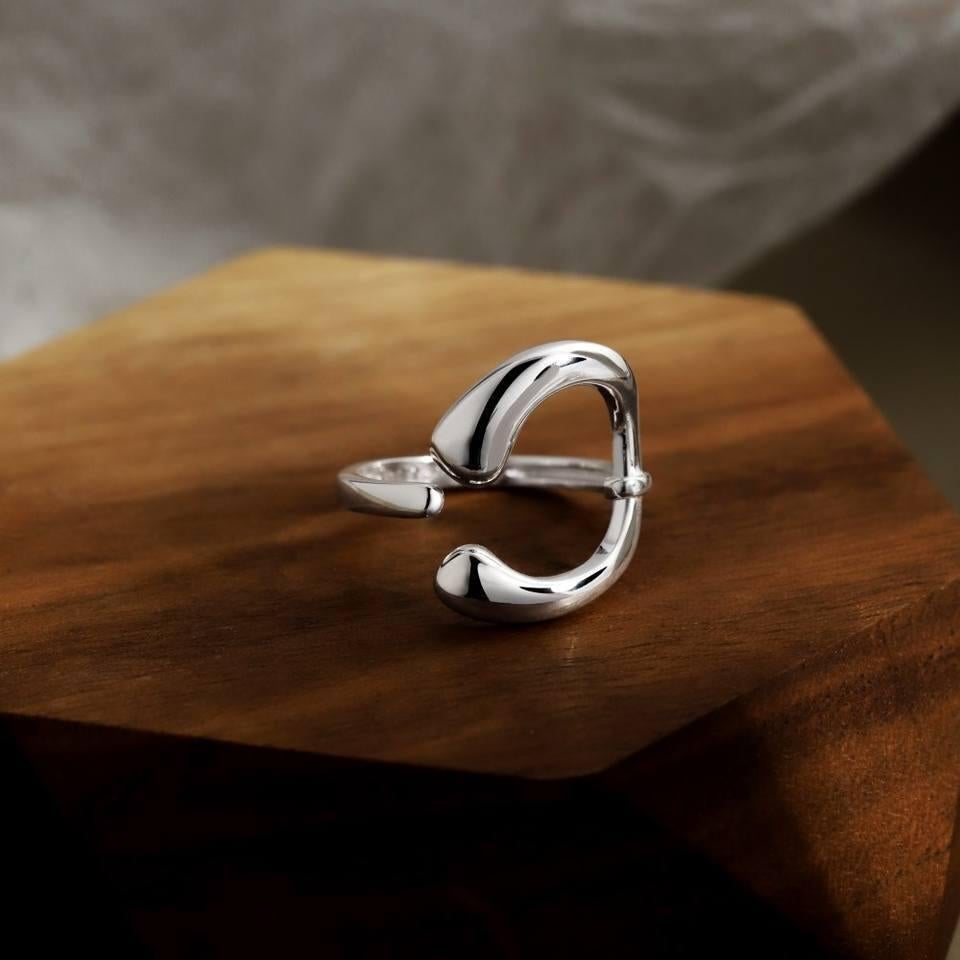 Unique Shape Silver Ring 925 Sterling Silver Unisex Ring Christmas Gift For Her. For Sale 5