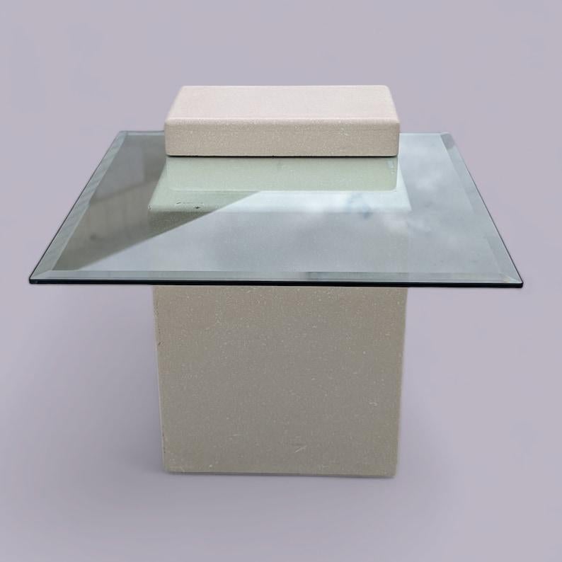 Unique Side Table, Postmodern, 80s, Glass, Plaster Base, End Table For Sale 4