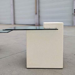 Unique Side Table, Postmodern, 80s, Glass, Plaster Base, End Table