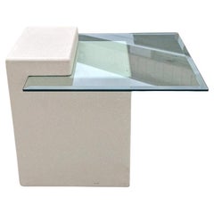 Mesa auxiliar única, Postmoderna, Años 80, Cristal, Base de escayola, Mesa auxiliar