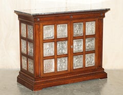 UNIQUE SiDEBOARD WITH STERLING SILVER "HUMAN ACTIVITIES" PANELS & ITALIAN MARBLE