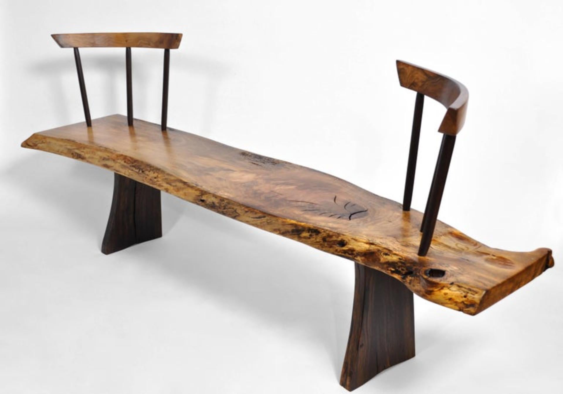 Unique signed bench by Jörg Pietschmann
Bench walnut, bog oak, oak
Measures: H 90 x W 215 x D 55 cm
Bench composed of precious and expressive wood.
Polished oil finish.

In Pietschmann’s sculptures, trees that for centuries were part of a
