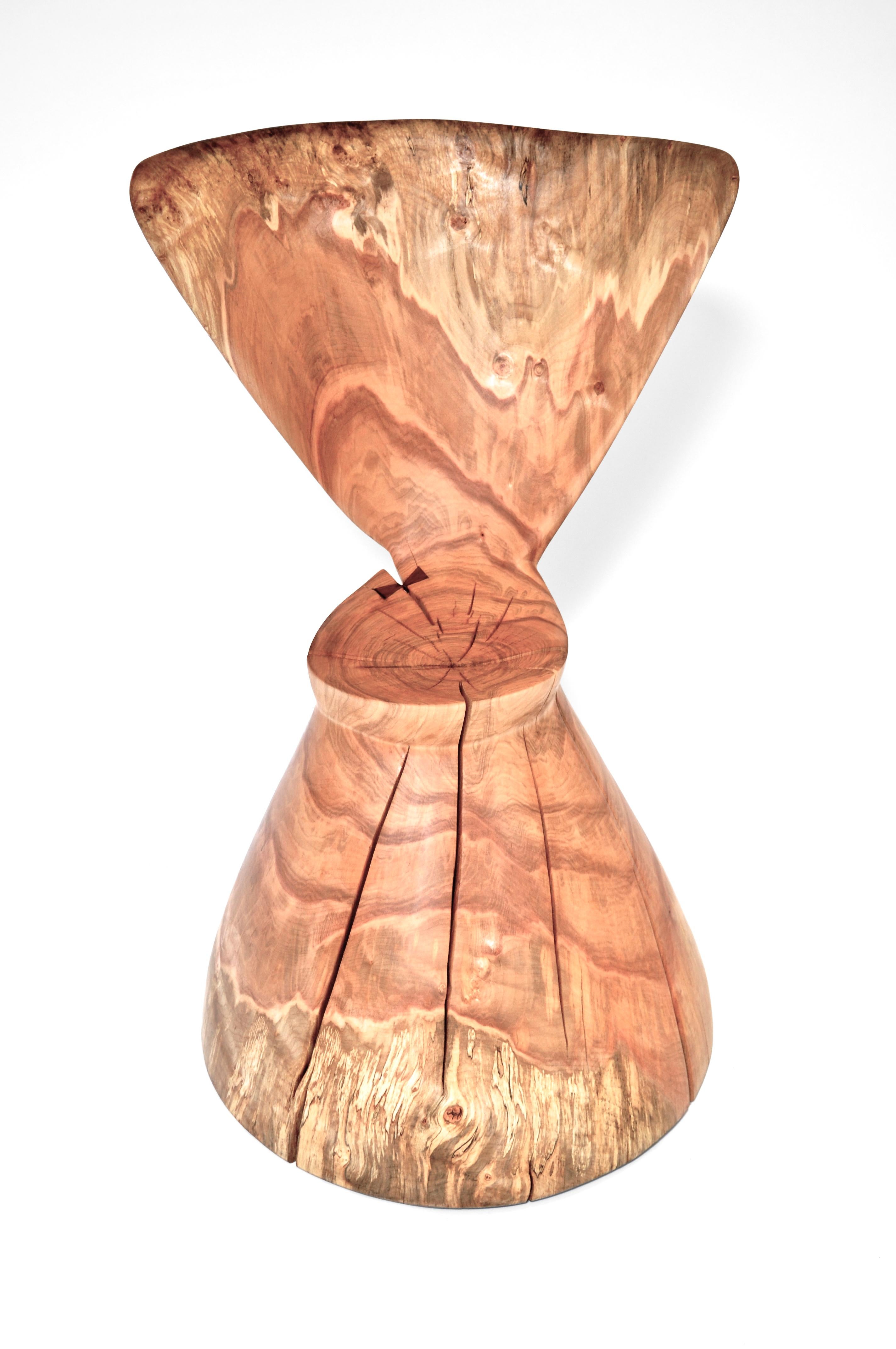Unique signed chair by Jörg Pietschmann.
Chair, pointed maple
Measures: H 78 x D 50 x 50 cm
Polished oil finish.


In Pietschmann’s sculptures, trees that for centuries were part of a landscape and founded in primordial forces tell stories