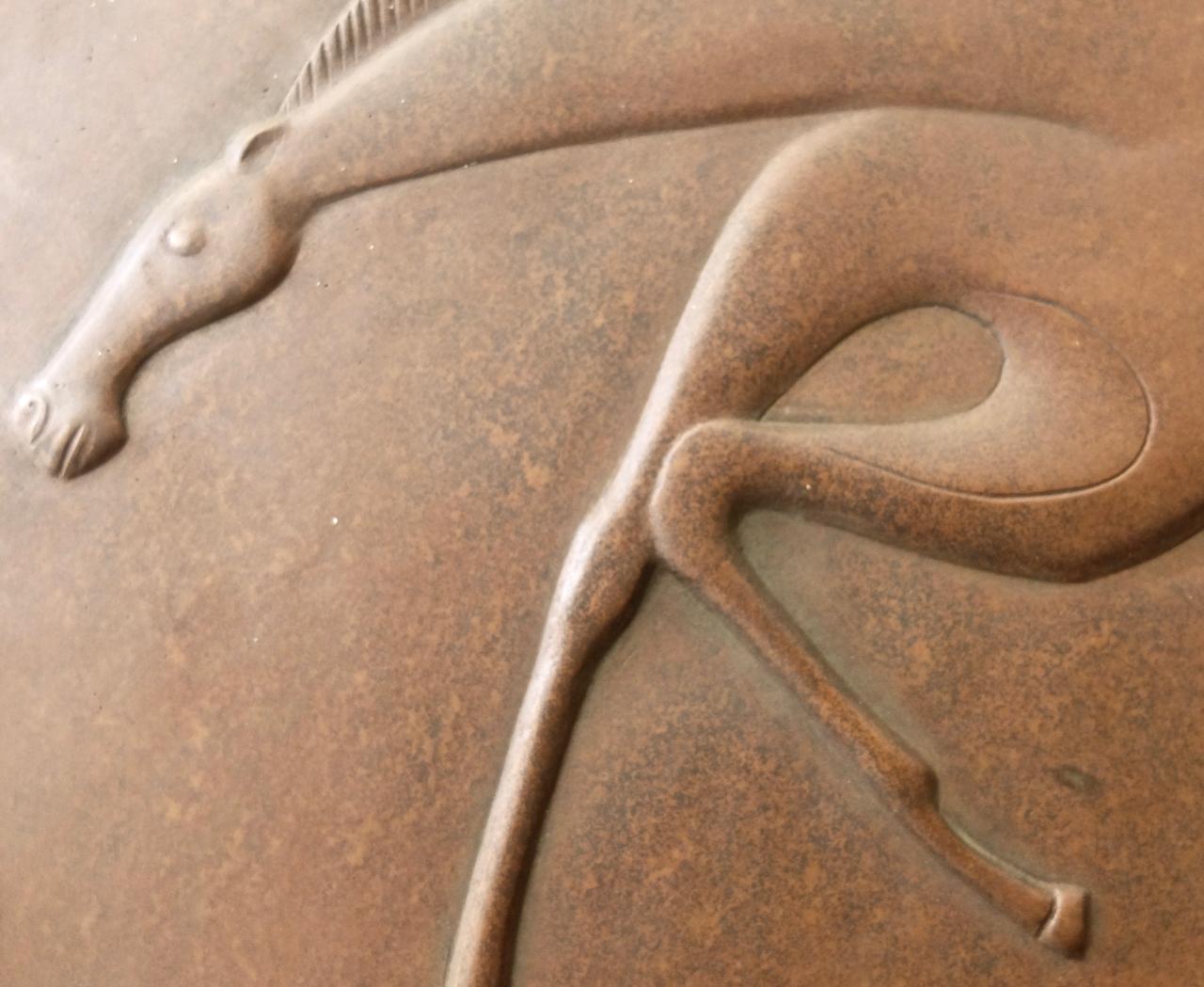 German Unique Midcentury Horse Bronze Relief by Mataré Student Gertrud Kortenbach For Sale