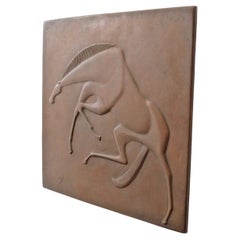 Vintage Unique Midcentury Horse Bronze Relief by Mataré Student Gertrud Kortenbach