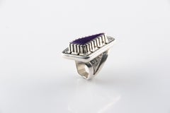Unique Signed Silver Purple Jasper Ring, Size 5.25