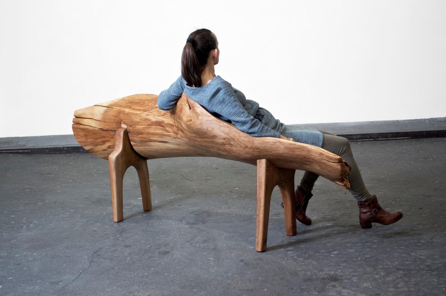 Unique Signed Wood Bench by Jörg Pietschmann 6