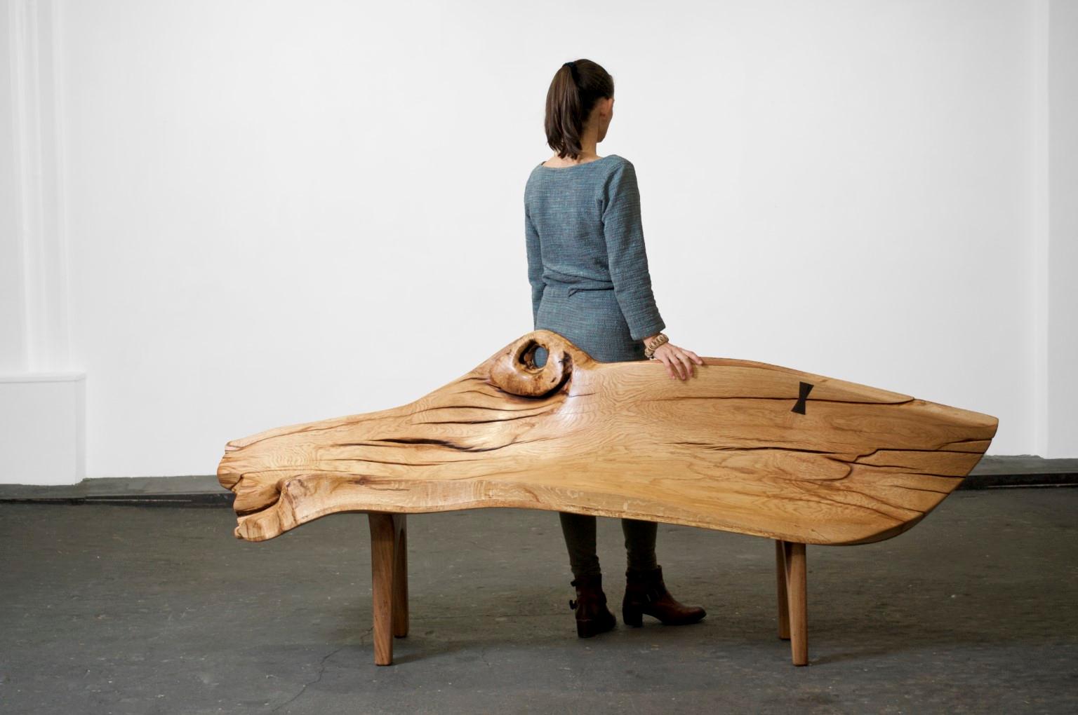 Unique Signed Wood Bench by Jörg Pietschmann 7