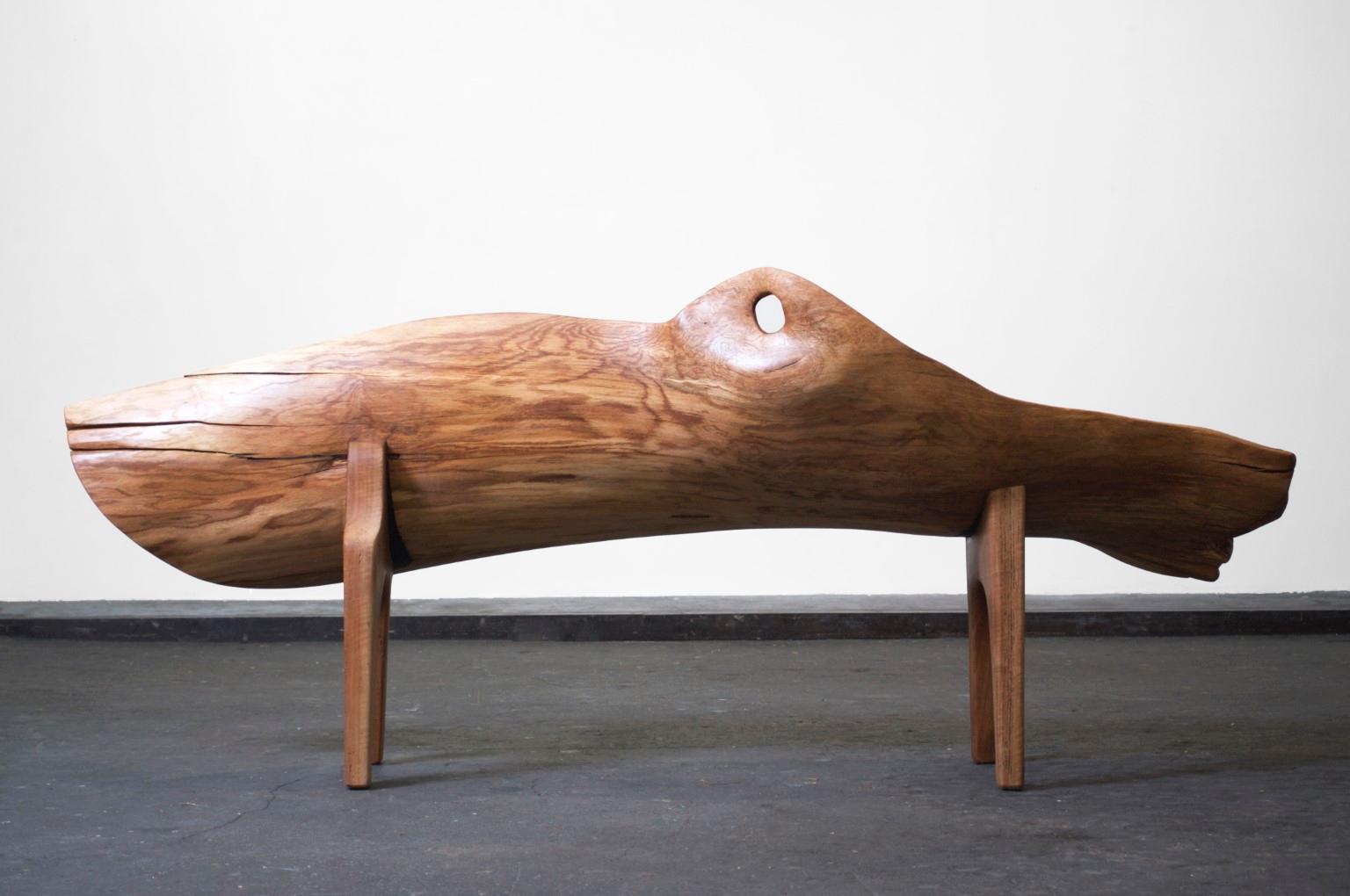 Unique Signed Wood Bench by Jörg Pietschmann 8