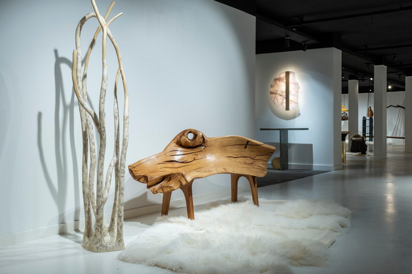 Unique Signed Wood Bench by Jörg Pietschmann 10