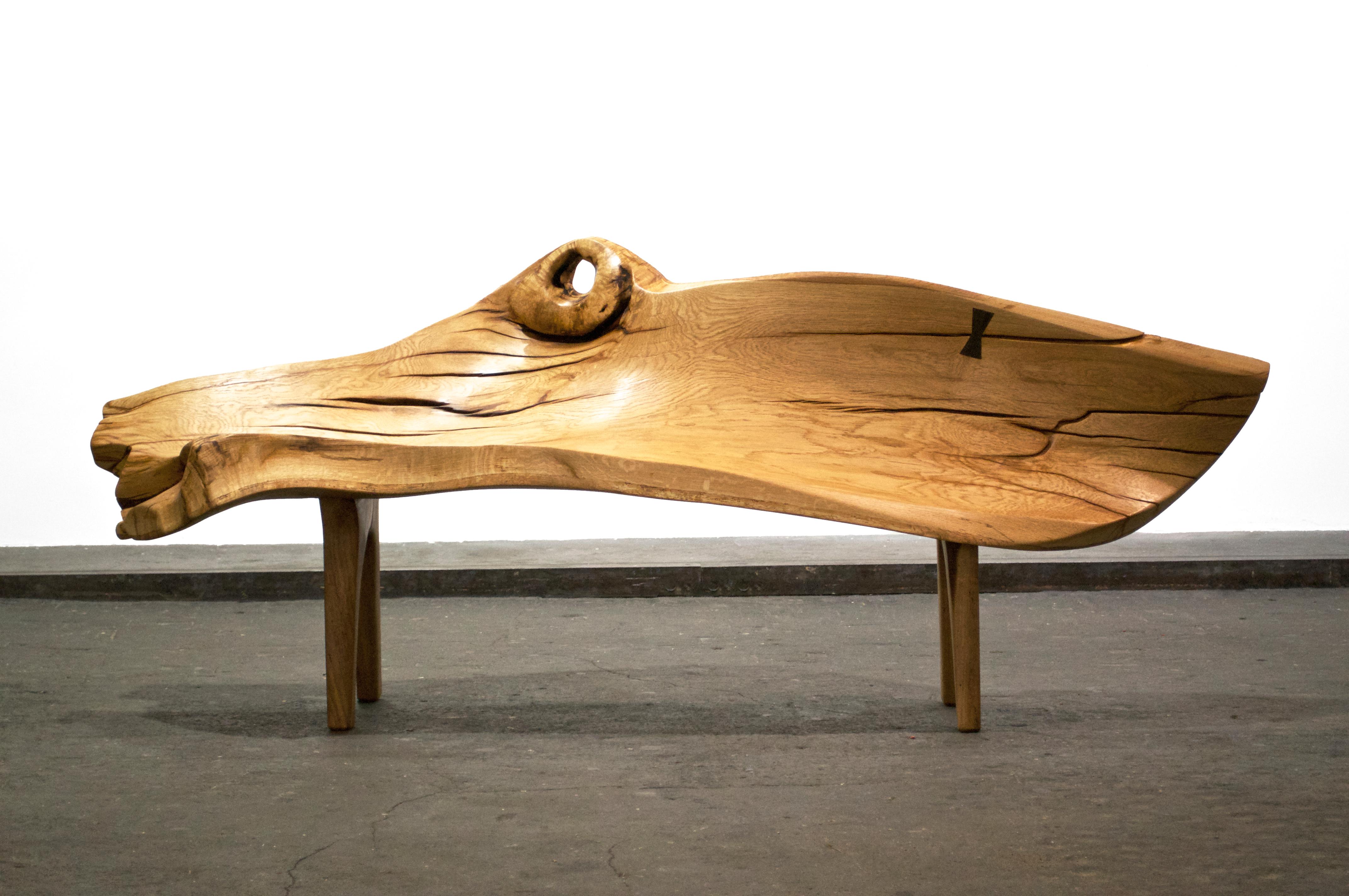 Organic Modern Unique Signed Wood Bench by Jörg Pietschmann