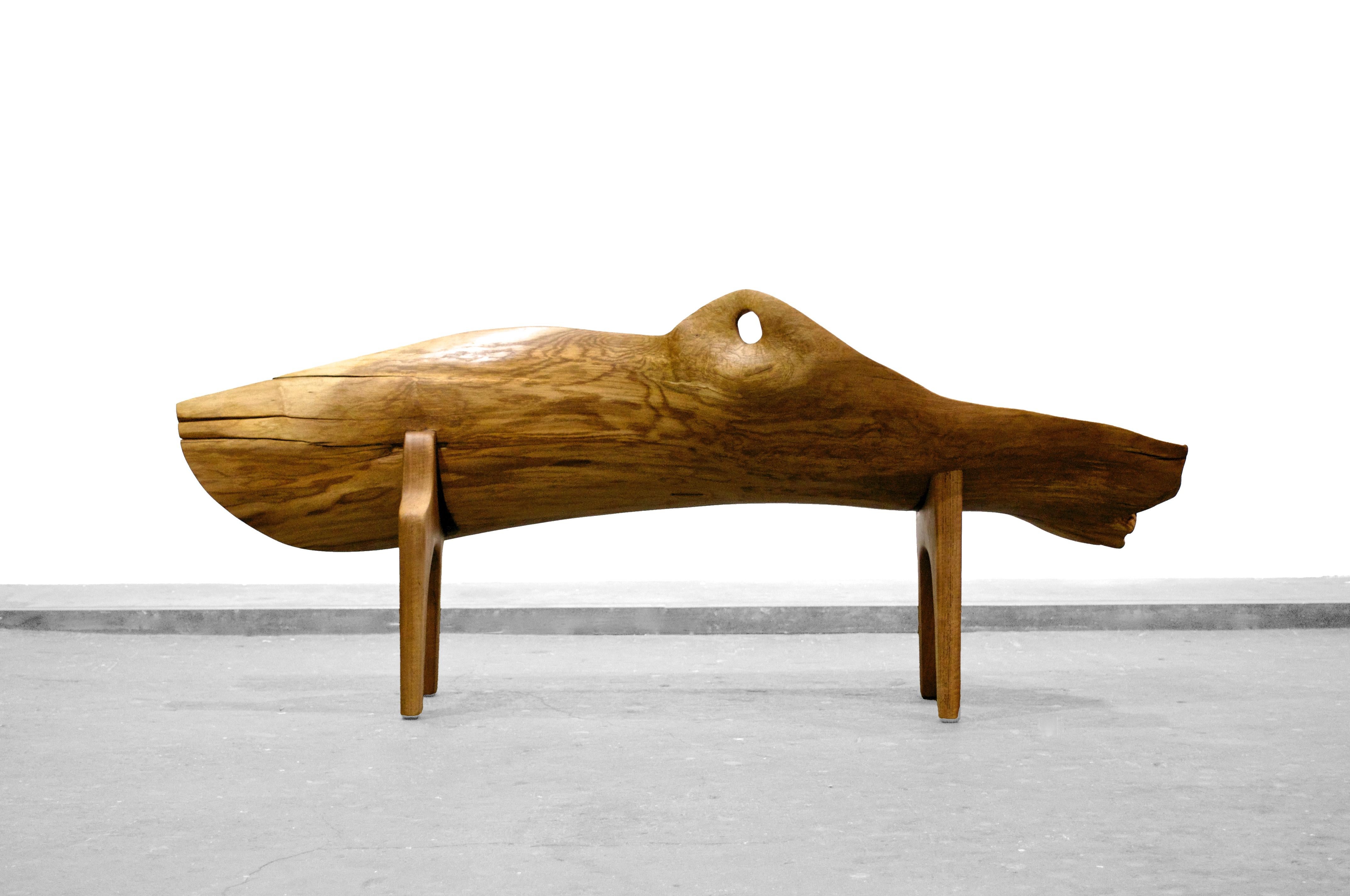 German Unique Signed Wood Bench by Jörg Pietschmann
