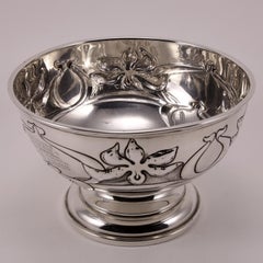 Unique Silver Bowl Decorated with Flowers "Hull Swimming Club"