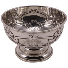 Unique Silver Bowl Decorated with Flowers "Hull Swimming Club"
