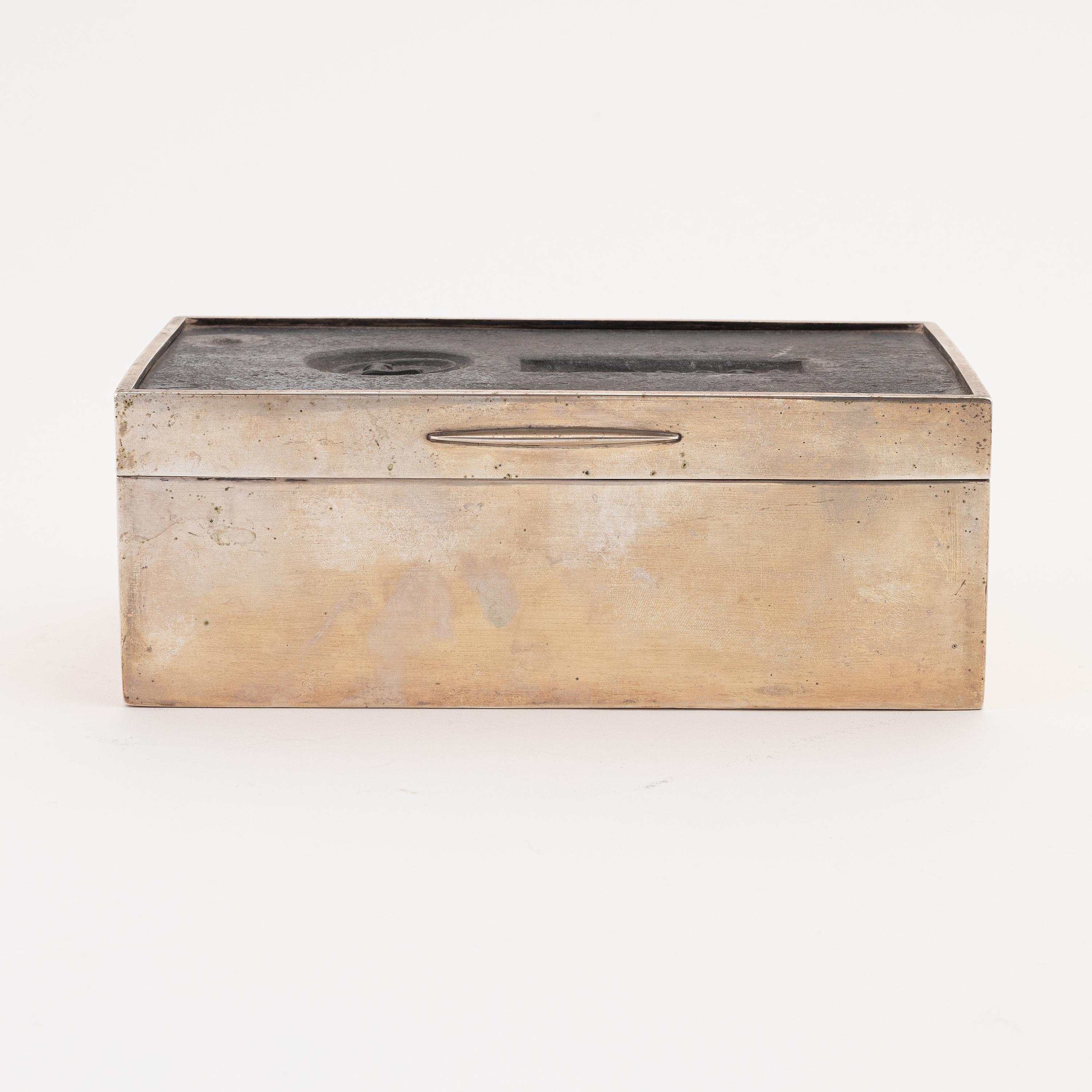Mid-Century Modern Unique Silver Box by K Anderson Stockholm Sweden 1932 Signed For Sale