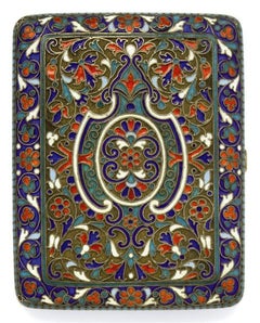 Unique Silver Enamel Cigarette Case, 1880-1910, Russia
