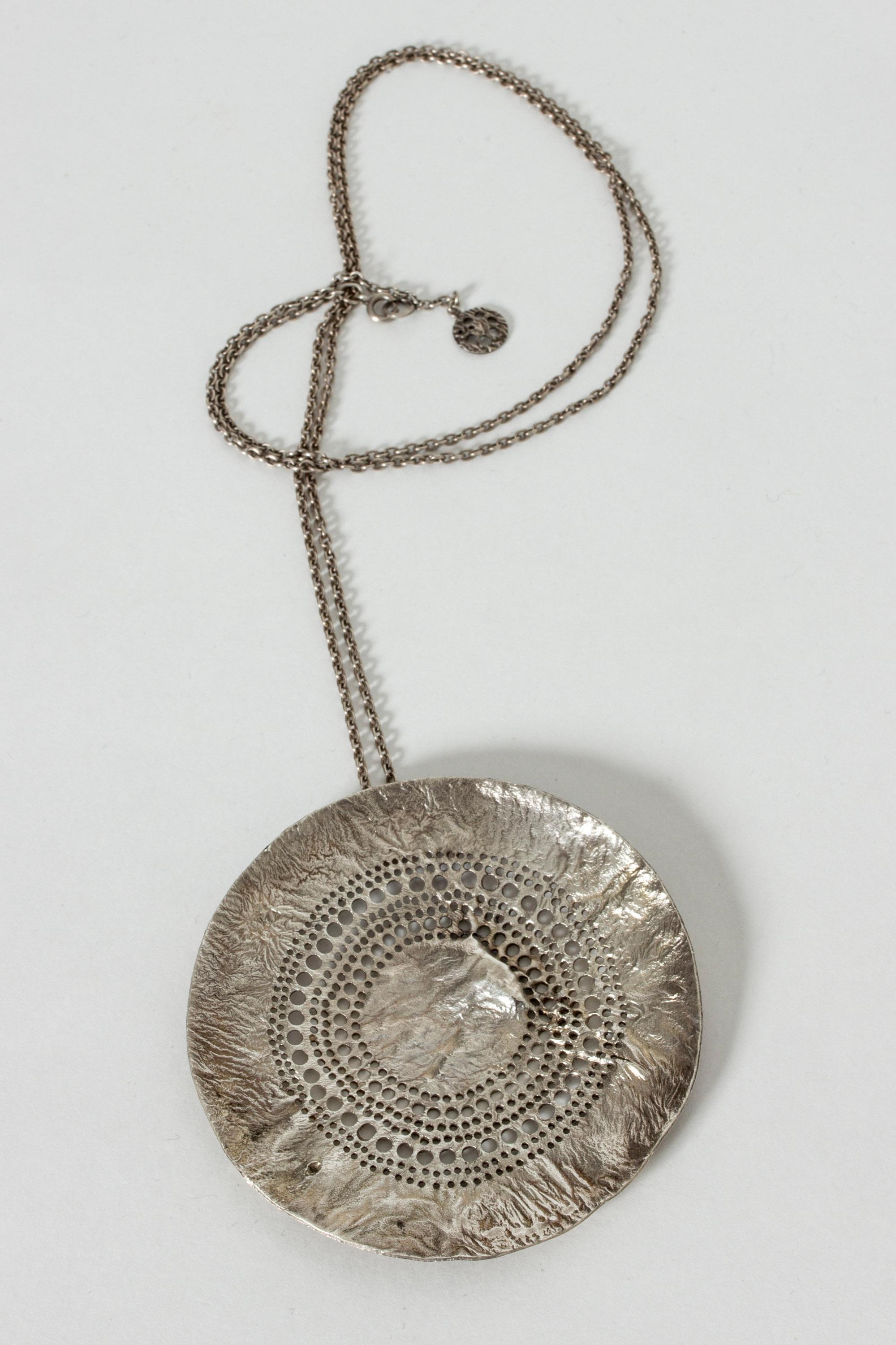 Modern Unique Silver Necklace by Liisa Vitali, Finland, 1960s