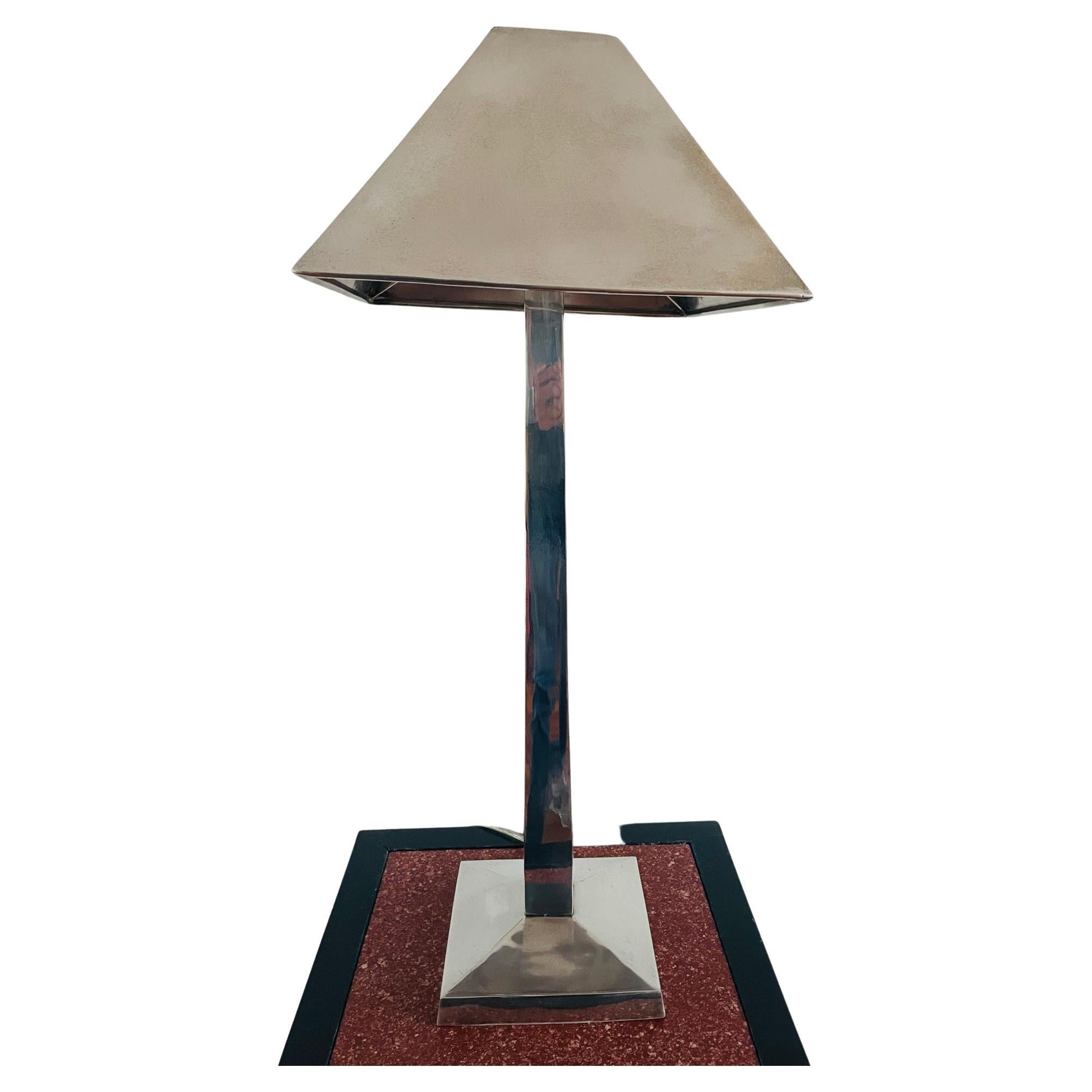 Lampe de bureau unique en métal argenté, lampe Gunther Lambert, lampe en argent, pièce rare