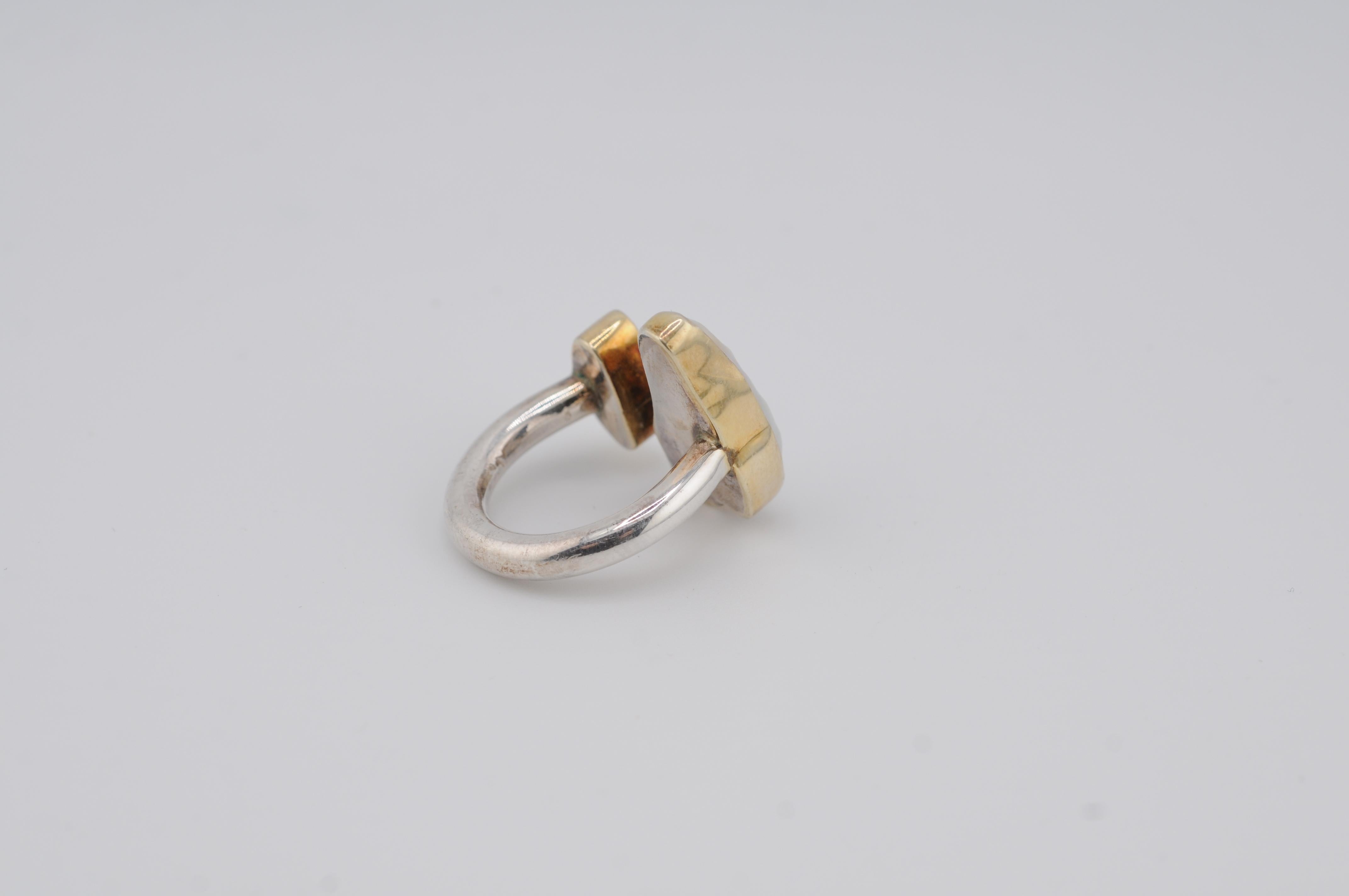 Anello unico in argento con opale, perla Keshi e accenti in oro in vendita 4