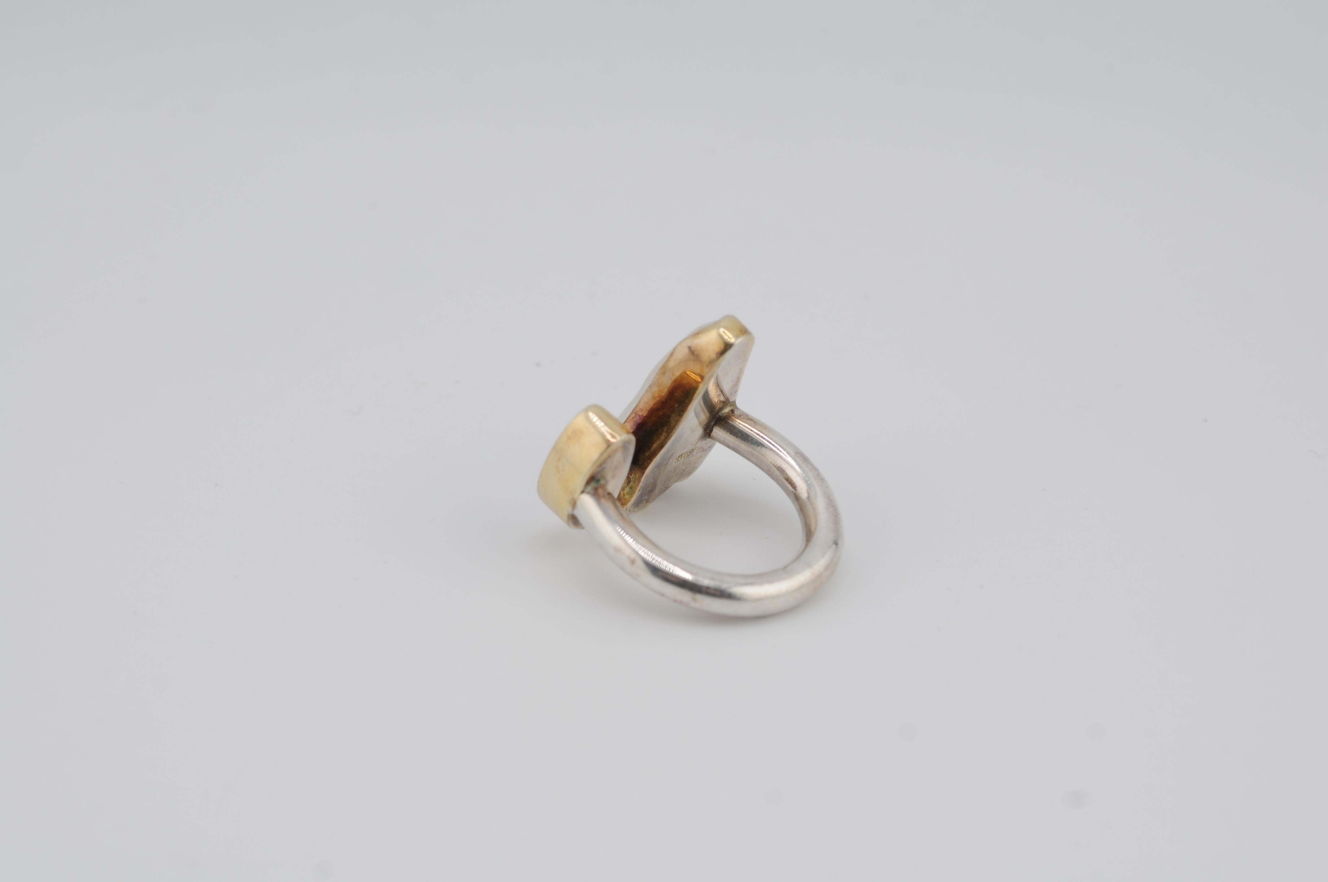 Anello unico in argento con opale, perla Keshi e accenti in oro in vendita 2