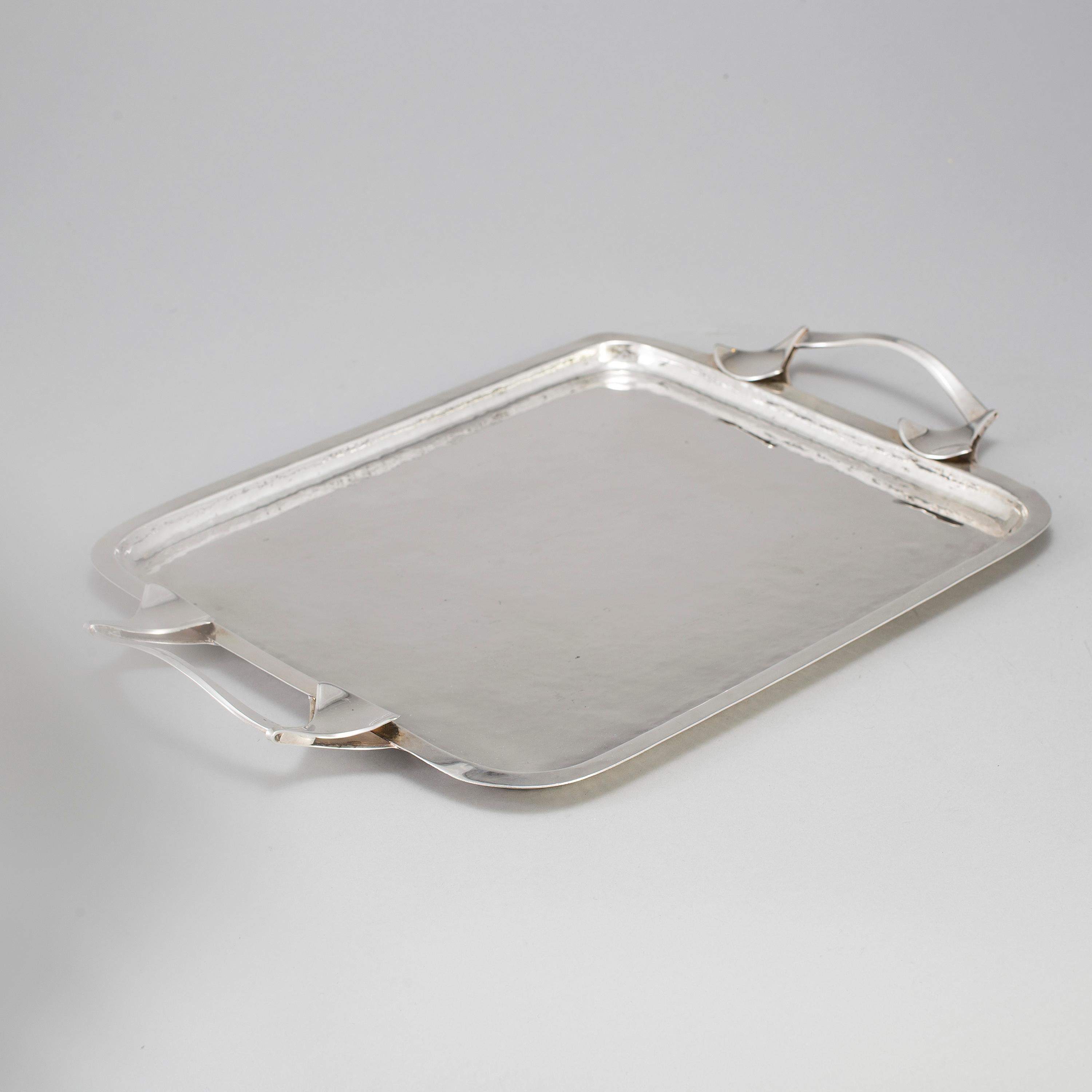 Modern Unique silver tray Georg Jetel for Alton Sweden Signed and dated  For Sale