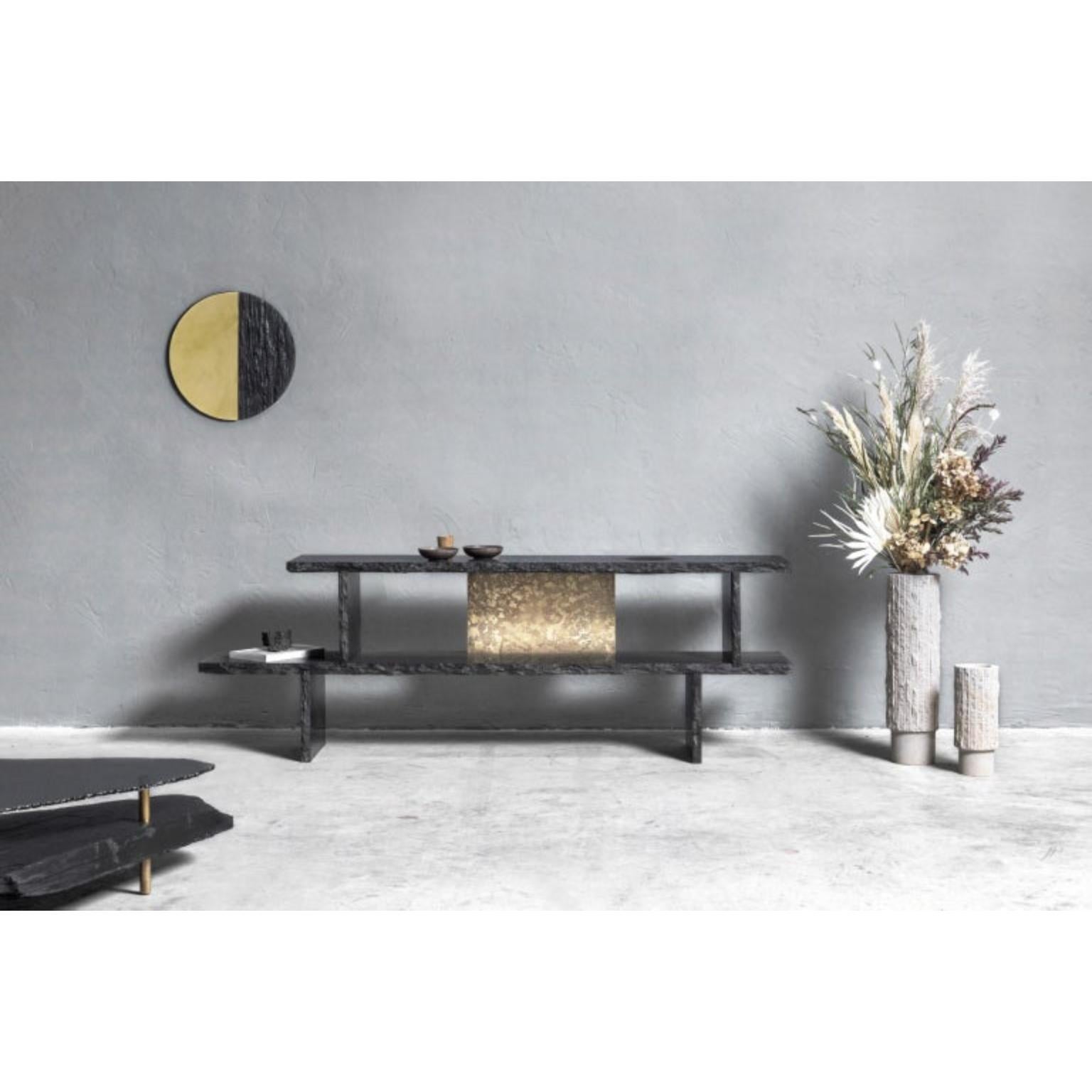 Modern Unique Slate Sculpted Coffee Table by Frederic Saulou