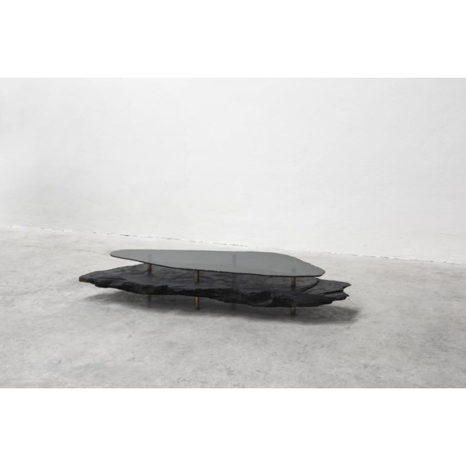 French Unique Slate Sculpted Coffee Table by Frederic Saulou