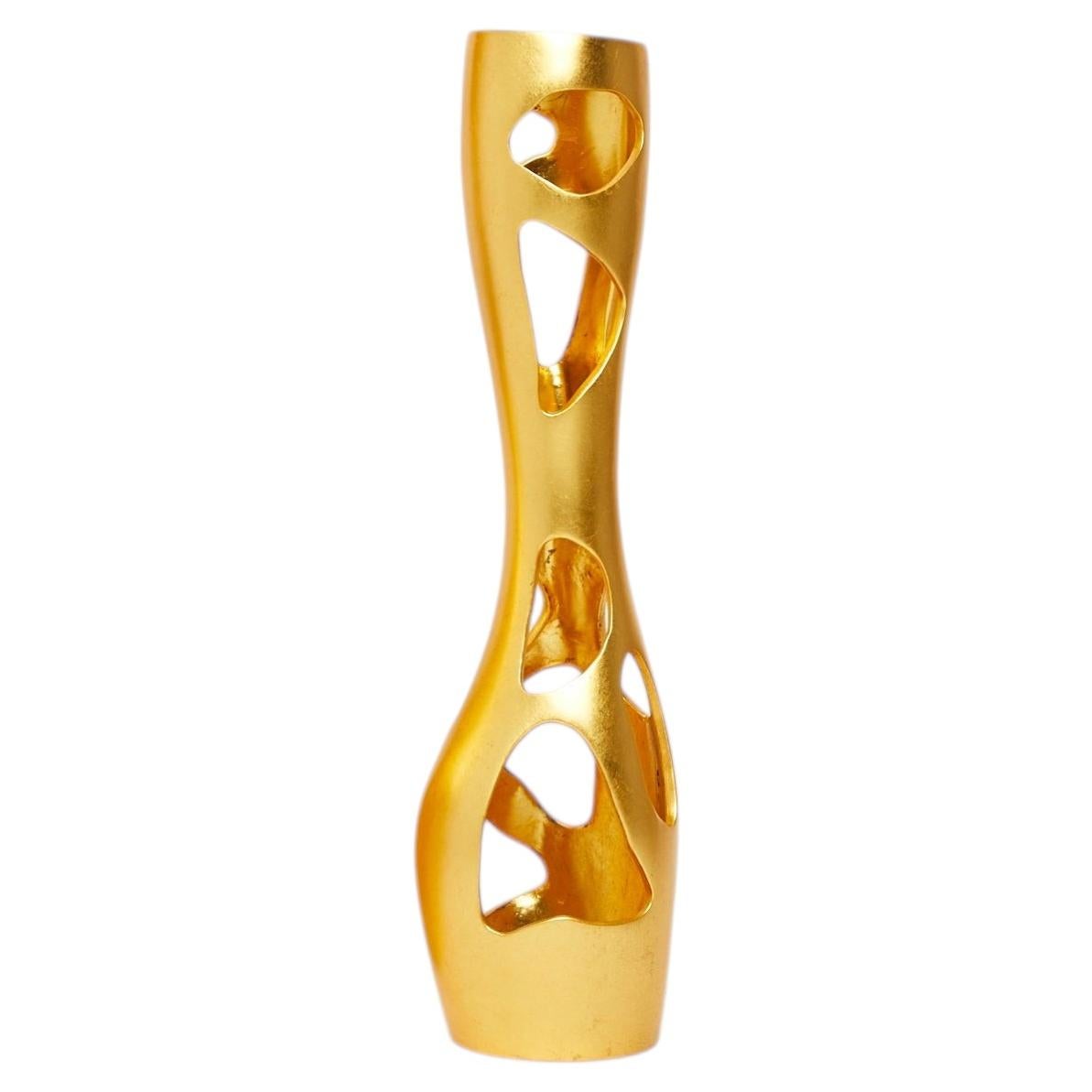 Unique Small Bronze Gold Leaf Vase, "THIS IS NOT A VASE" By Reda Amalou Design For Sale